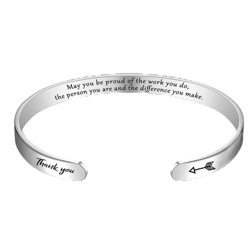 Stainless Steel Cuff Bracelet May You Be Proud Jewelry Inspirational ARROW THANK